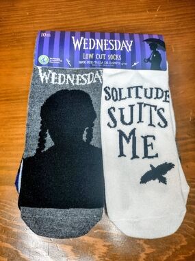 Wednesday Addams Themed Low Cut Socks - 10 Pairs - Black & Gray
